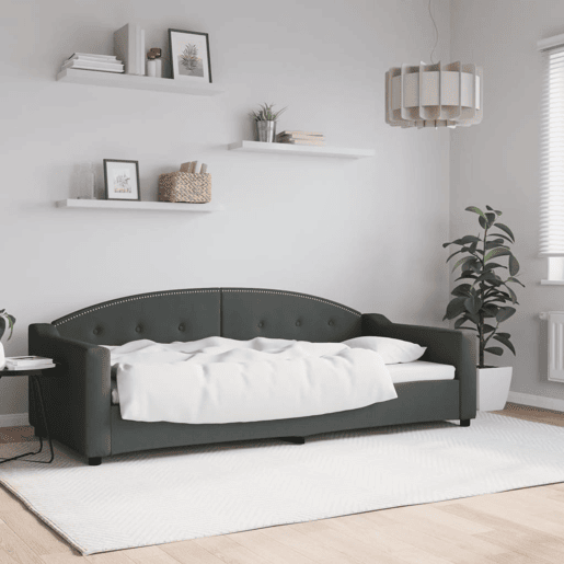 Sofá-cama, Sofá conversível 90x200 cm tecido cinzento-escuro