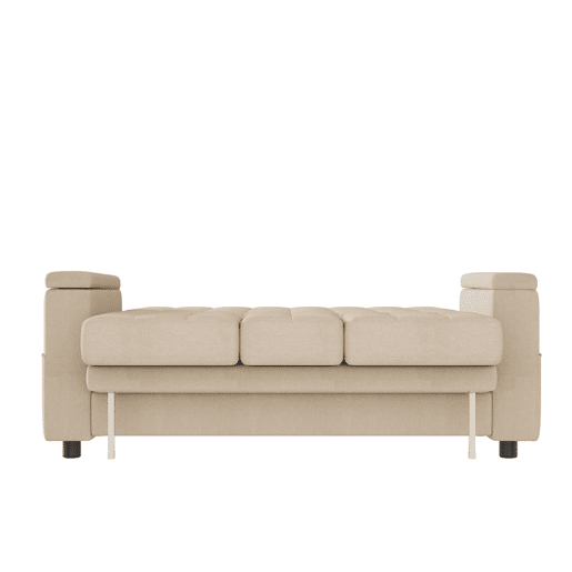Sofá-cama de 2 lugares - Com arrumação, encosto ajustável, almofadas e apoios de braços, bege Sofá-cama de 2 lugares - Com arrumação, encosto ajustável, almofadas e apoios de braços, bege