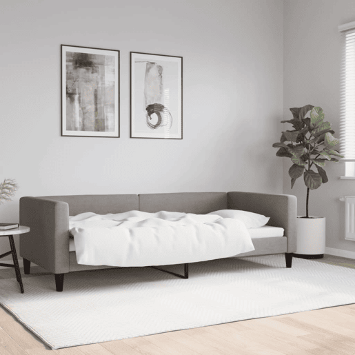 Sofá-cama, Sofá conversível 90x200 cm tecido cinzento-acastanhado