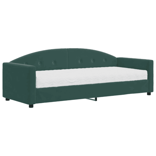 Sofá-cama, Sofá conversível com colchão 80x200 cm veludo verde-escuro