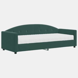 Sofá-cama, Sofá conversível com colchão 80x200 cm veludo verde-escuro