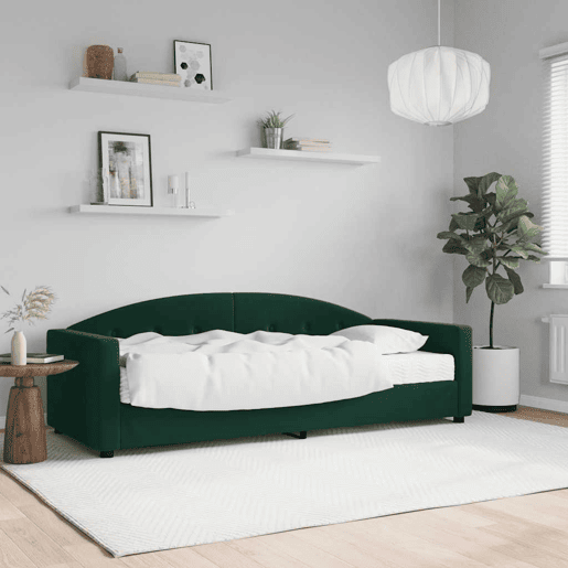 Sofá-cama, Sofá conversível com colchão 80x200 cm veludo verde-escuro