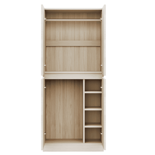 Armário roupeiro 70x40x170 cm - Porta dupla com pequeno compartimento - Cor madeira
