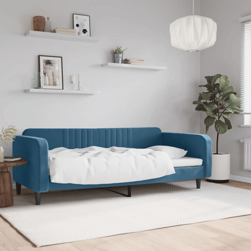 Sofá-cama, Sofá conversível 90x200 cm veludo azul Sofá-cama, Sofá conversível 90x200 cm veludo azul