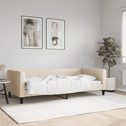 Sofá-cama, Sofá conversível 90x200 cm tecido cor creme