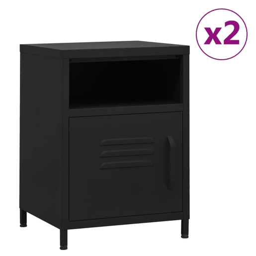 Lote de 2 Mesas De Cabeceira - Mesinhas De Cabeceira 35x35x51 cm aço preto