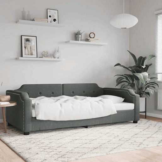 Sofá-cama, Sofá conversível 80x200 cm tecido cinzento-escuro