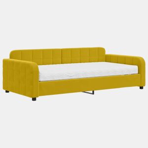 Sofá-cama, Sofá conversível com colchão 100x200 cm veludo amarelo