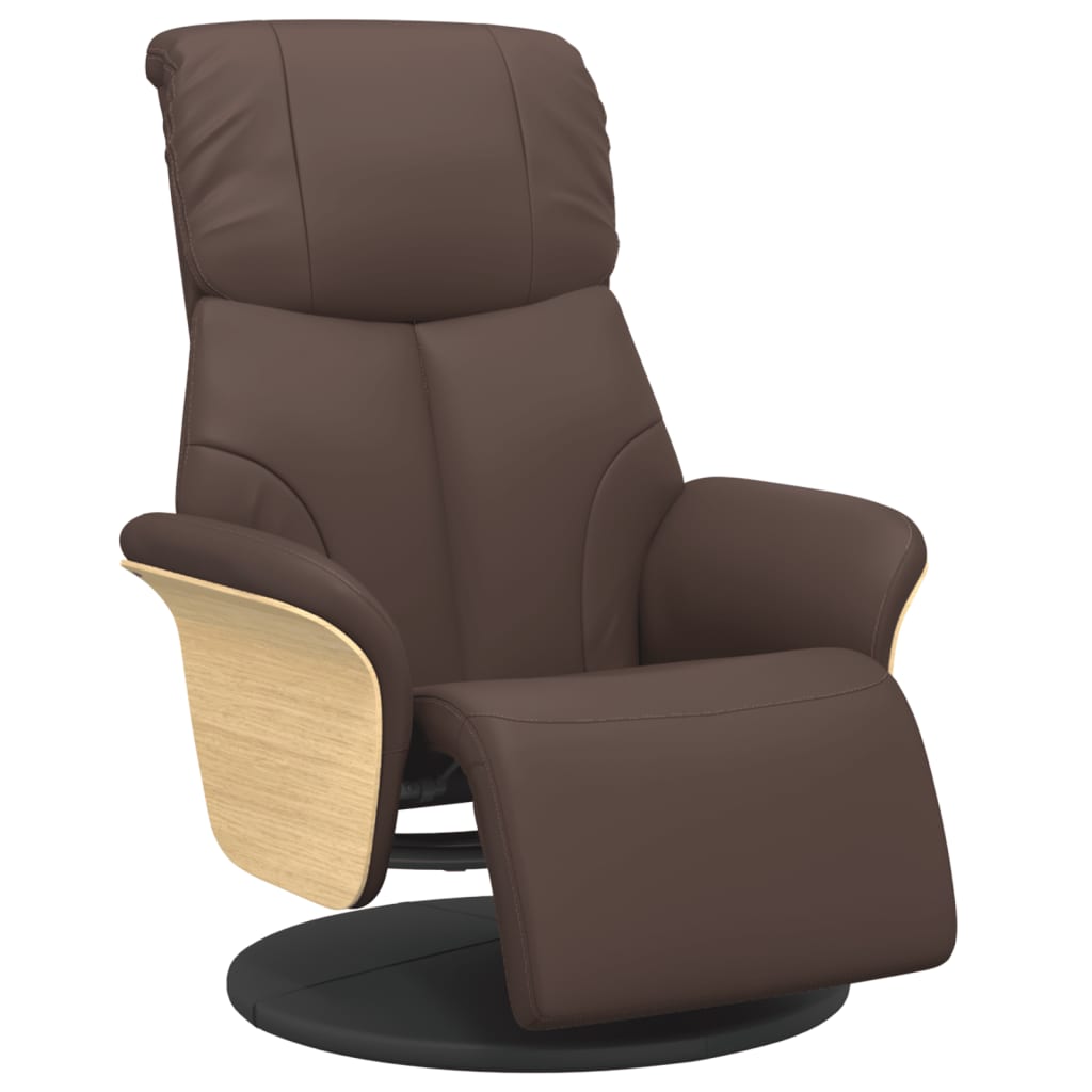 Sillón reclinable - sillón relax con reposapiés cuero sintético marrón