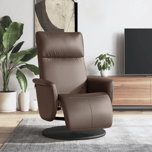 Poltrona reclinável - Poltrona relax c apoio de pés couro artificial castanho Poltrona reclinável - Poltrona relax c apoio de pés couro artificial castanho