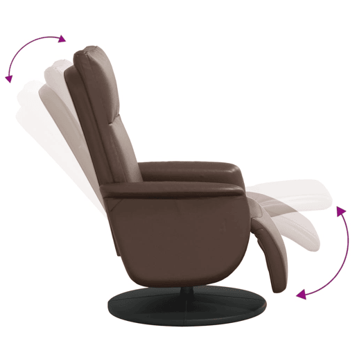 Poltrona reclinável - Poltrona relax c apoio de pés couro artificial castanho Poltrona reclinável - Poltrona relax c apoio de pés couro artificial castanho