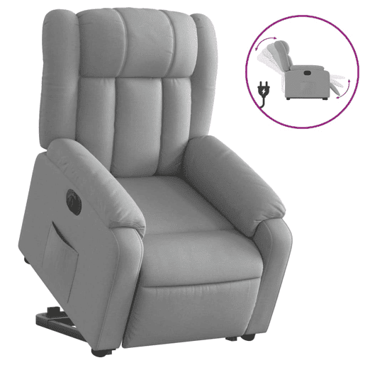 Poltrona reclinável - Poltrona relax elétrica tecido cinzento-claro