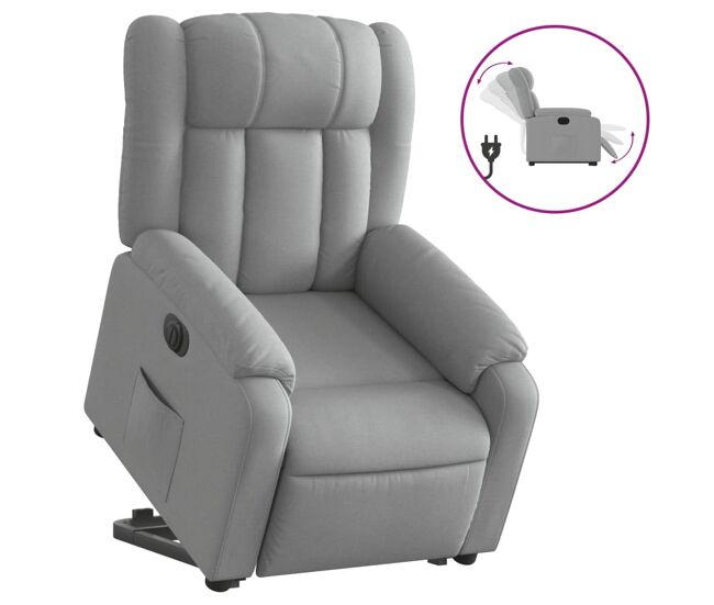 Sillón eléctrico reclinable elevable - sillón relax de tela gris claro
