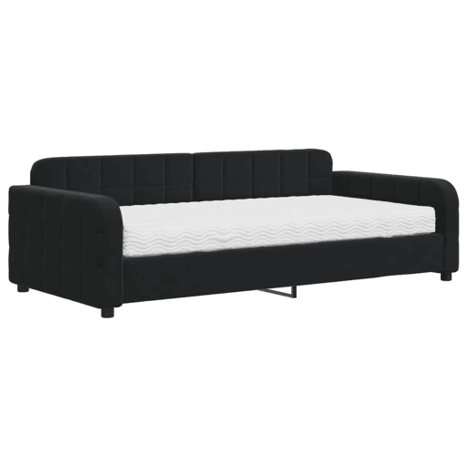 Sofá-cama, Sofá conversível com colchão 100x200 cm veludo preto