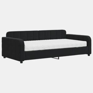 Sofá-cama, Sofá conversível com colchão 100x200 cm veludo preto