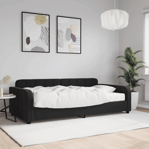 Sofá-cama, Sofá conversível com colchão 100x200 cm veludo preto