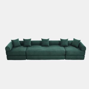 Sofá modular de 4 lugares - Com arrumação, funcionalidade modular, adequado para animais de estimação - Esmeralda
