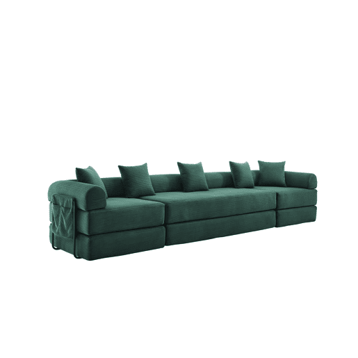 Sofá modular de 4 lugares - Com arrumação, funcionalidade modular, adequado para animais de estimação - Esmeralda Sofá modular de 4 lugares - Com arrumação, funcionalidade modular, adequado para animais de estimação - Esmeralda
