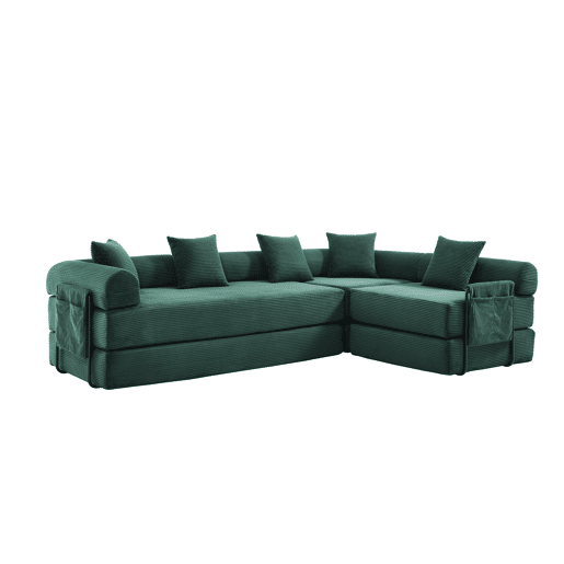Sofá modular de 4 lugares - Com arrumação, funcionalidade modular, adequado para animais de estimação - Esmeralda Sofá modular de 4 lugares - Com arrumação, funcionalidade modular, adequado para animais de estimação - Esmeralda
