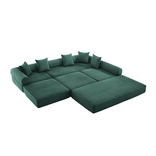 Sofá modular de 4 lugares - Com arrumação, funcionalidade modular, adequado para animais de estimação - Esmeralda Sofá modular de 4 lugares - Com arrumação, funcionalidade modular, adequado para animais de estimação - Esmeralda