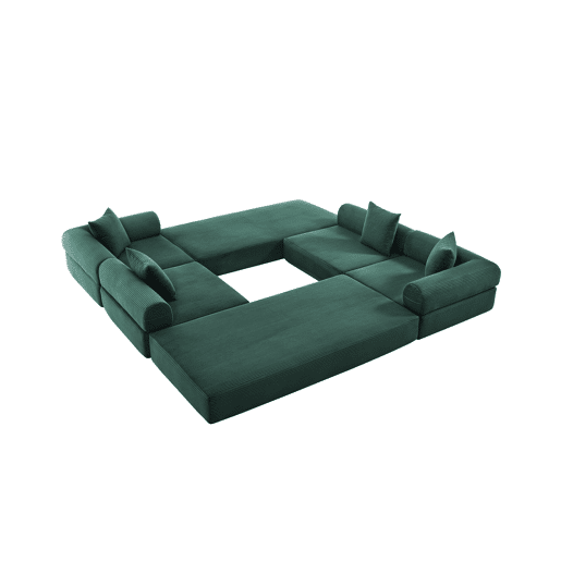 Sofá modular de 4 lugares - Com arrumação, funcionalidade modular, adequado para animais de estimação - Esmeralda Sofá modular de 4 lugares - Com arrumação, funcionalidade modular, adequado para animais de estimação - Esmeralda