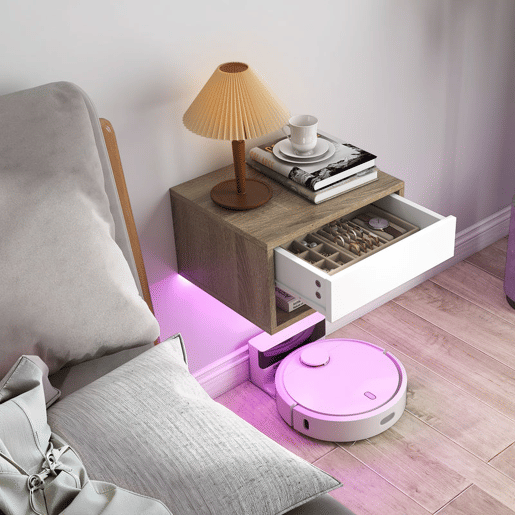 HOMCOM Conjunto de 2 Mesas de Cabeceira Flutuantes com Luzes LED RGB Controlo por APP Mesas de Cabeceira para Quarto com Gaveta Prateleira Aberta 37x32x21 cm Madeira e Branco HOMCOM Conjunto de 2 Mesas de Cabeceira Flutuantes com Luzes LED RGB Controlo por APP Mesas de Cabeceira para Quarto com Gaveta Prateleira Aberta 37x32x21 cm Madeira e Branco