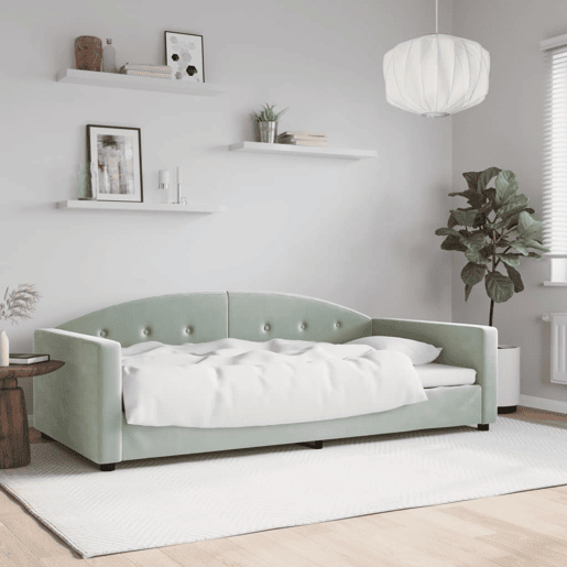 Sofá-cama, Sofá conversível 100x200 cm veludo cinzento-claro Sofá-cama, Sofá conversível 100x200 cm veludo cinzento-claro