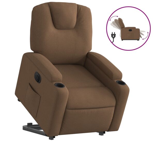 Sillón eléctrico reclinable elevable - sillón relax de tela marrón