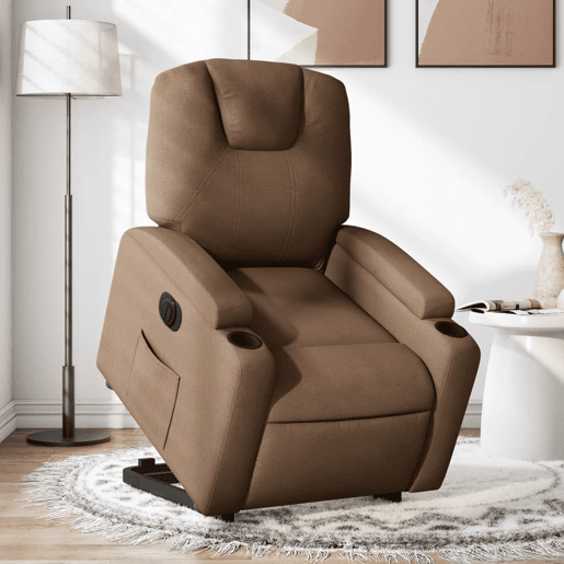 Poltrona reclinável - Poltrona relax elétrica tecido castanho
