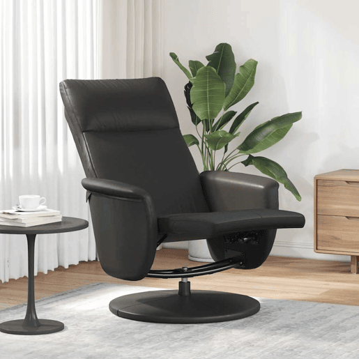 Cadeira reclinável - Poltrona relax com apoio de pés couro artificial preto