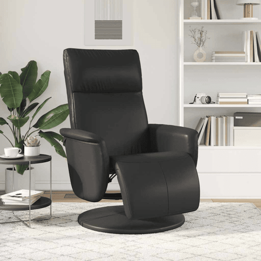 Cadeira reclinável - Poltrona relax com apoio de pés couro artificial preto