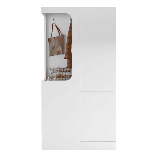Armário 70x40x170 cm - 1 porta, gavetas e prateleiras, zona aberta para roupa - Branco Armário 70x40x170 cm - 1 porta, gavetas e prateleiras, zona aberta para roupa - Branco