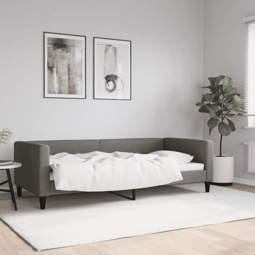 Sofá-cama, Sofá conversível 90x200 cm tecido cinzento-escuro