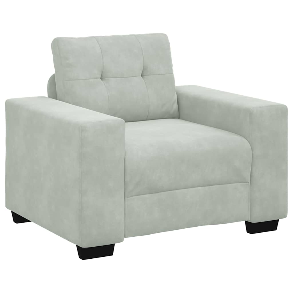 Sillón sofá - sofá individual gris claro 60 cm terciopelo