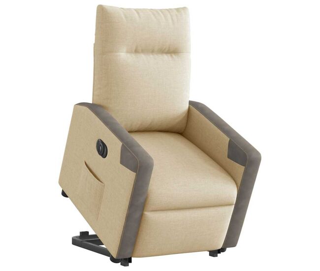 Sillón eléctrico reclinable elevable - sillón relax de tela color crema