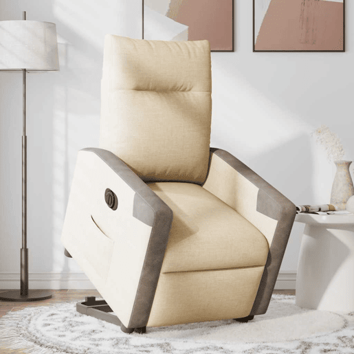 Poltrona reclinável - Poltrona relax elétrica tecido cor creme
