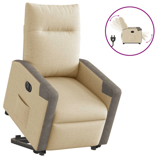 Poltrona reclinável - Poltrona relax elétrica tecido cor creme