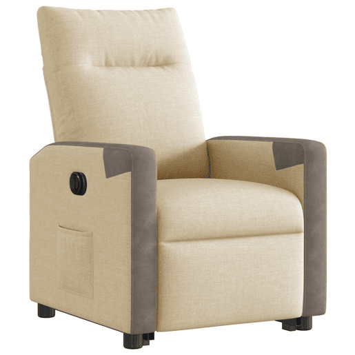 Poltrona reclinável - Poltrona relax elétrica tecido cor creme