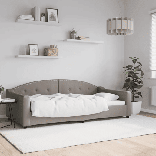 Sofá-cama, Sofá conversível 100x200 cm tecido cinzento-acastanhado