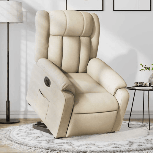 Poltrona reclinável - Poltrona relax elétrica tecido cor creme