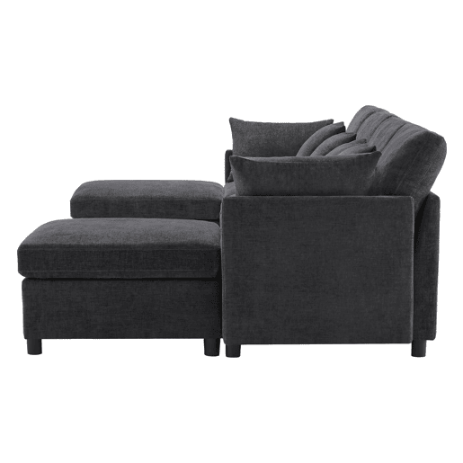 Sofá modular de 6 lugares - em forma de L e U, com apoio para os pés removível - Cinza