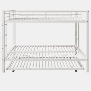 Beliche 140x200 cm - Estrutura em ferro, cama com cama extraível, grade alta, branco
