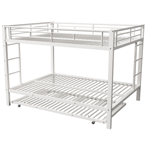 Beliche 140x200 cm - Estrutura em ferro, cama com cama extraível, grade alta, branco