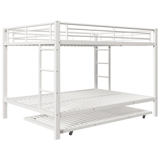 Beliche 140x200 cm - Estrutura em ferro, cama com cama extraível, grade alta, branco