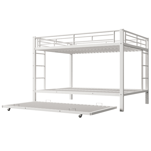 Beliche 140x200 cm - Estrutura em ferro, cama com cama extraível, grade alta, branco