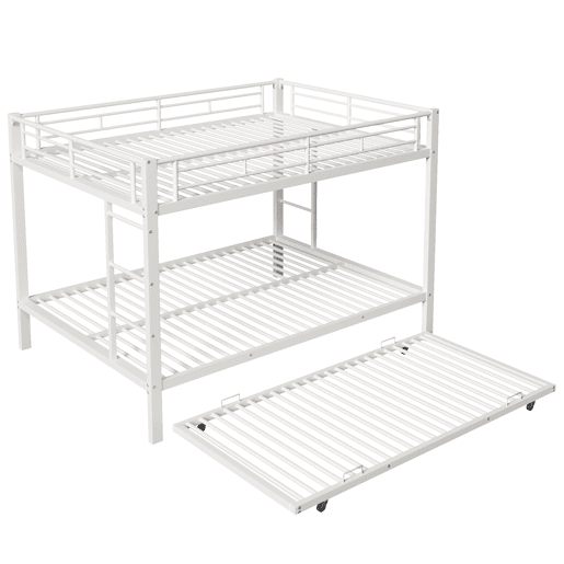 Beliche 140x200 cm - Estrutura em ferro, cama com cama extraível, grade alta, branco