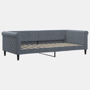 Sofá-cama, Sofá conversível 90x200 cm veludo cinzento-escuro