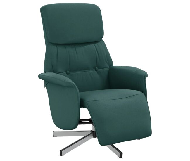 Sillón reclinable - sillón relax con reposapiés tela verde oscuro