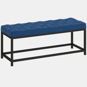 HOMCOM Banco ao Pé da Cama Estofado em Veludo Banqueta para Quarto Design Capitoné Base de Metal Banco para Quarto Entrada Sala 117x40x48 cm Azul Escuro
