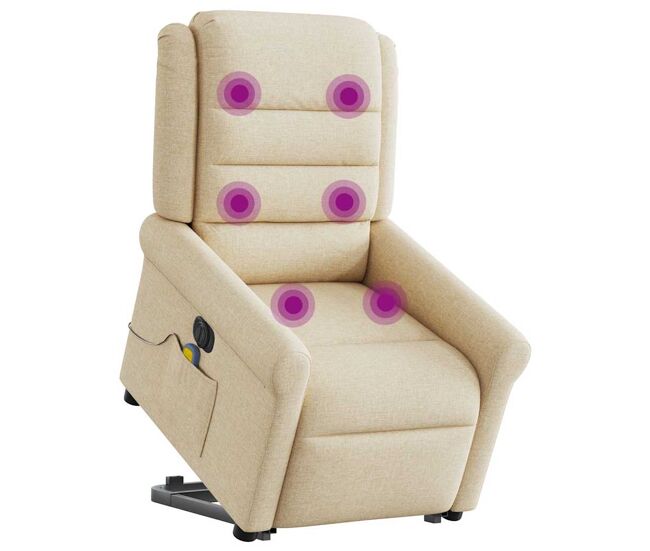 Sillón de masaje eléctrico reclinable - sillón relax elevable tela crema